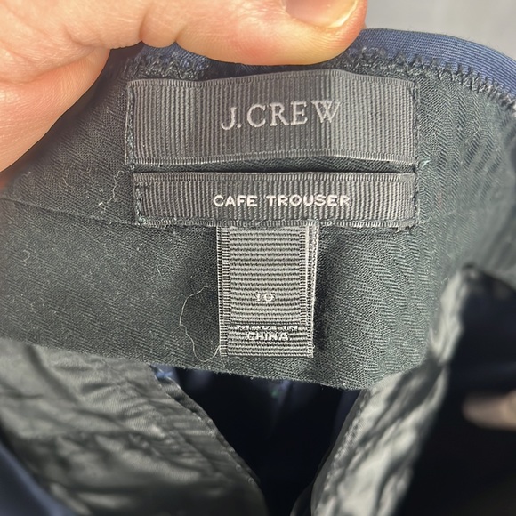 J. Crew Cotton Cafe Trouser in Navy Blue. - Picture 6 of 7